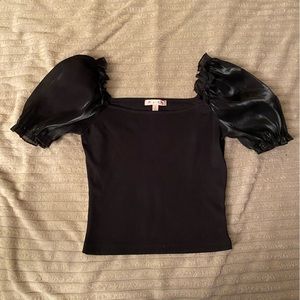 Black puff sleeve top
